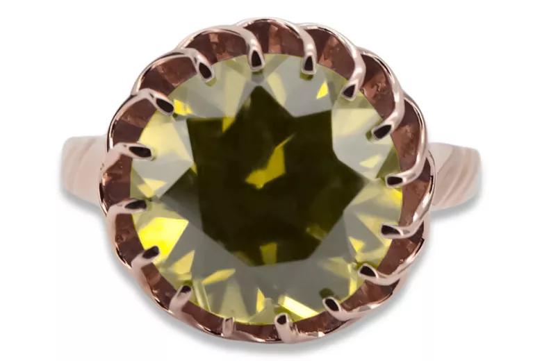Ring Vintage Yellow Peridot Original Vintage 14K Rose Gold vrc035r